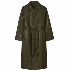 The Frankie Shop Coat Trench. Faux Leather. One size. Khaki green olive color.